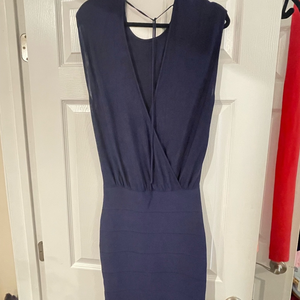 BCBGMaxAzria Navy Backless Dress